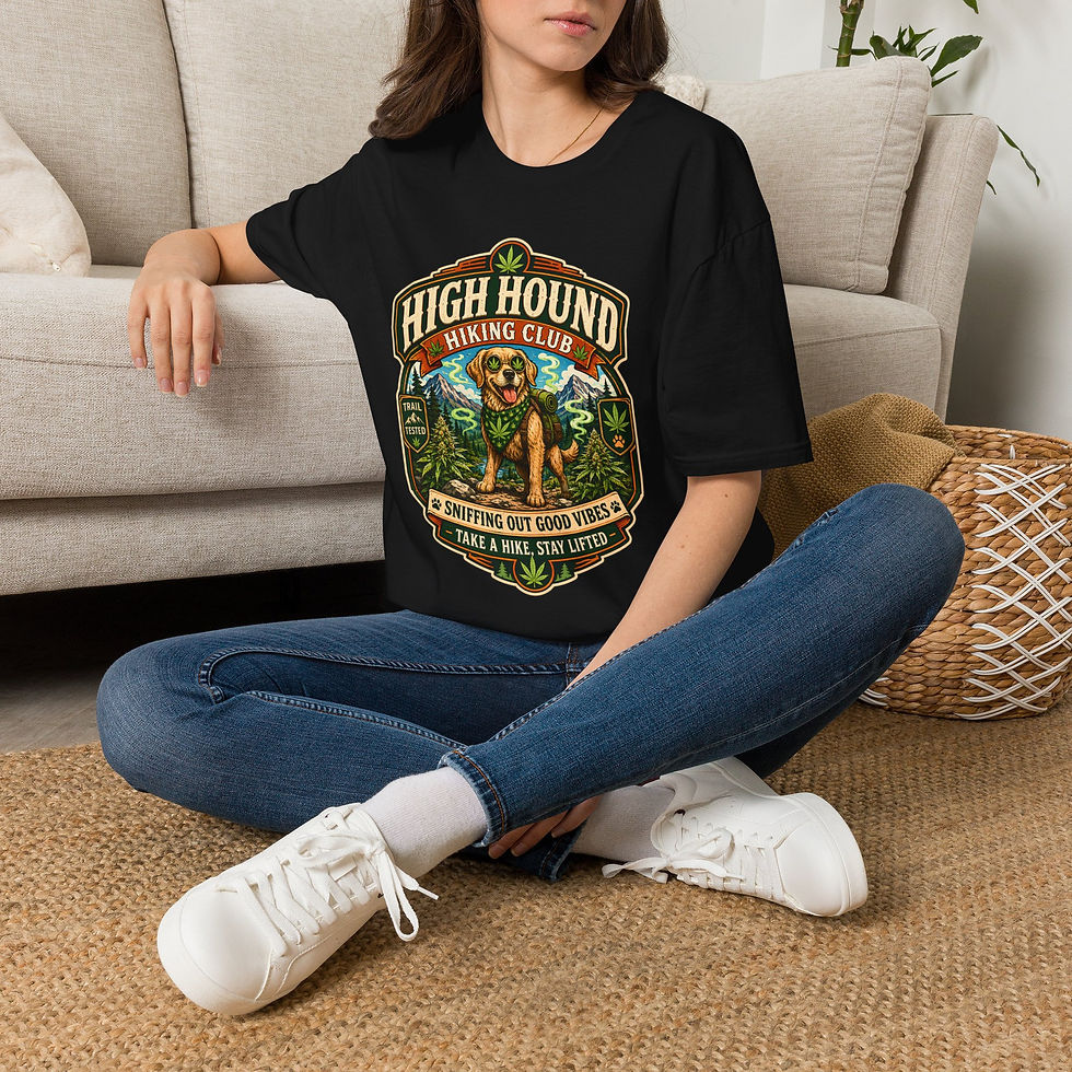 Thumbnail: High Hound Hiking Club Funny Cannabis Dog Shirt, Weed Humor Hiking Outdoor Tee