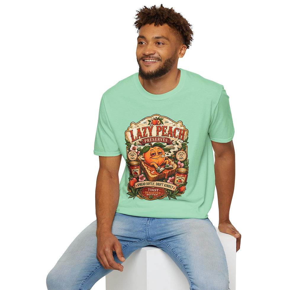 Thumbnail: Lazy Peach Preserves Funny Weed Fruit Jar Label Graphic T-Shirt