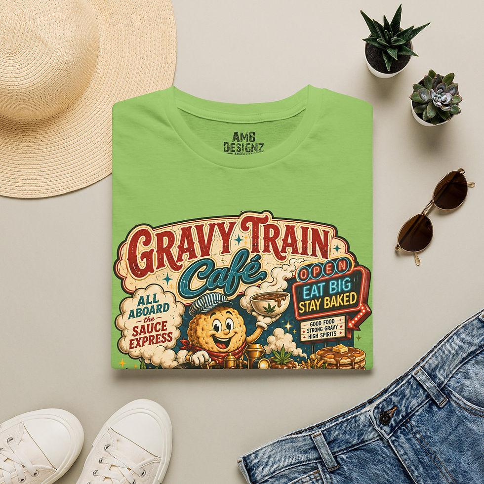 Thumbnail: Gravy Train Café Funny Weed Comfort Food Diner Graphic T-Shirt