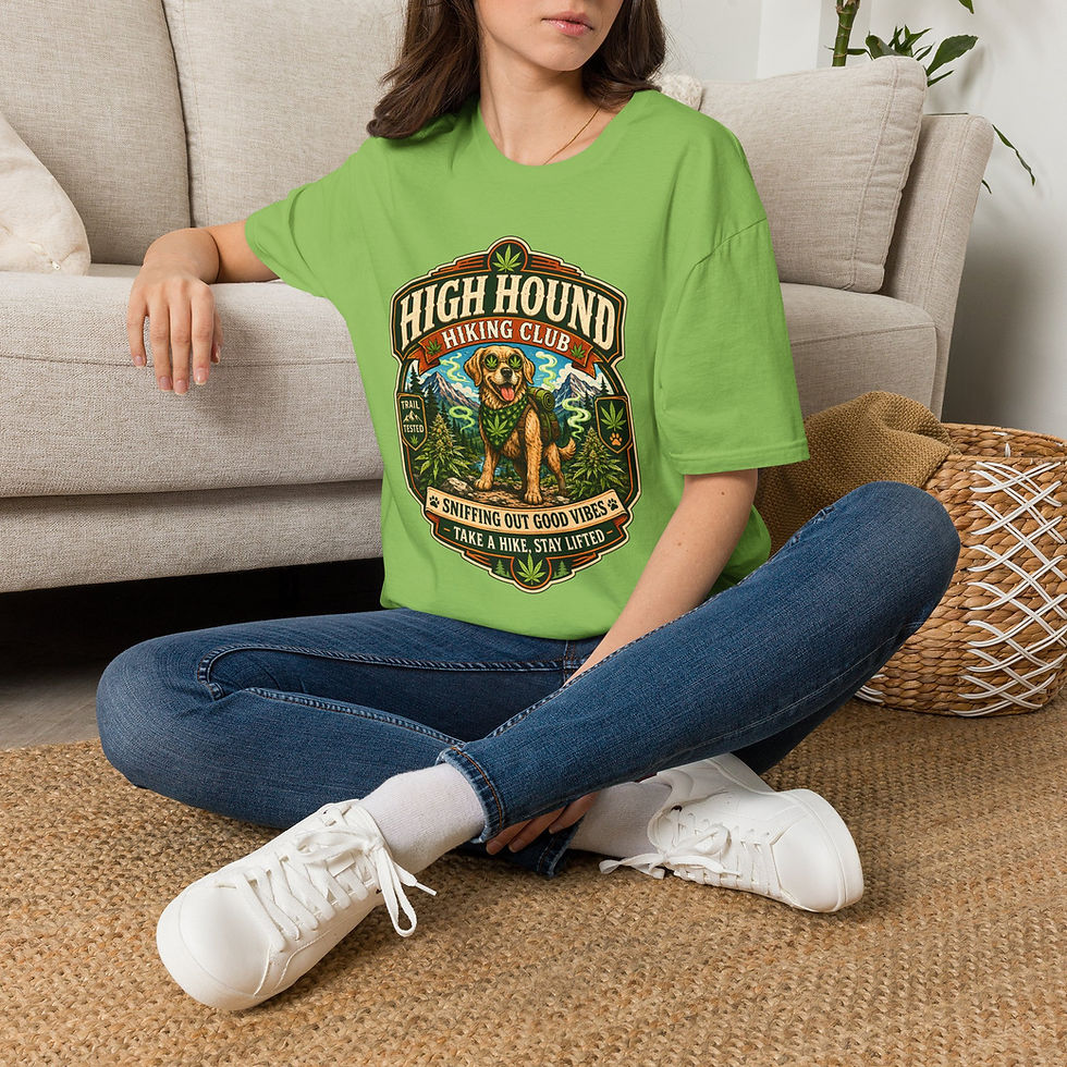 Thumbnail: High Hound Hiking Club Funny Cannabis Dog Shirt, Weed Humor Hiking Outdoor Tee