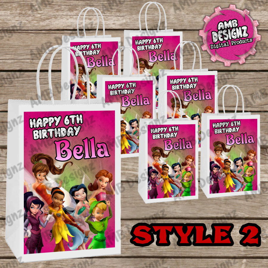 Thumbnail: Tinkerbell Fairies Favor Bag Label Party Supplies - Tinkerbell Party Supplies