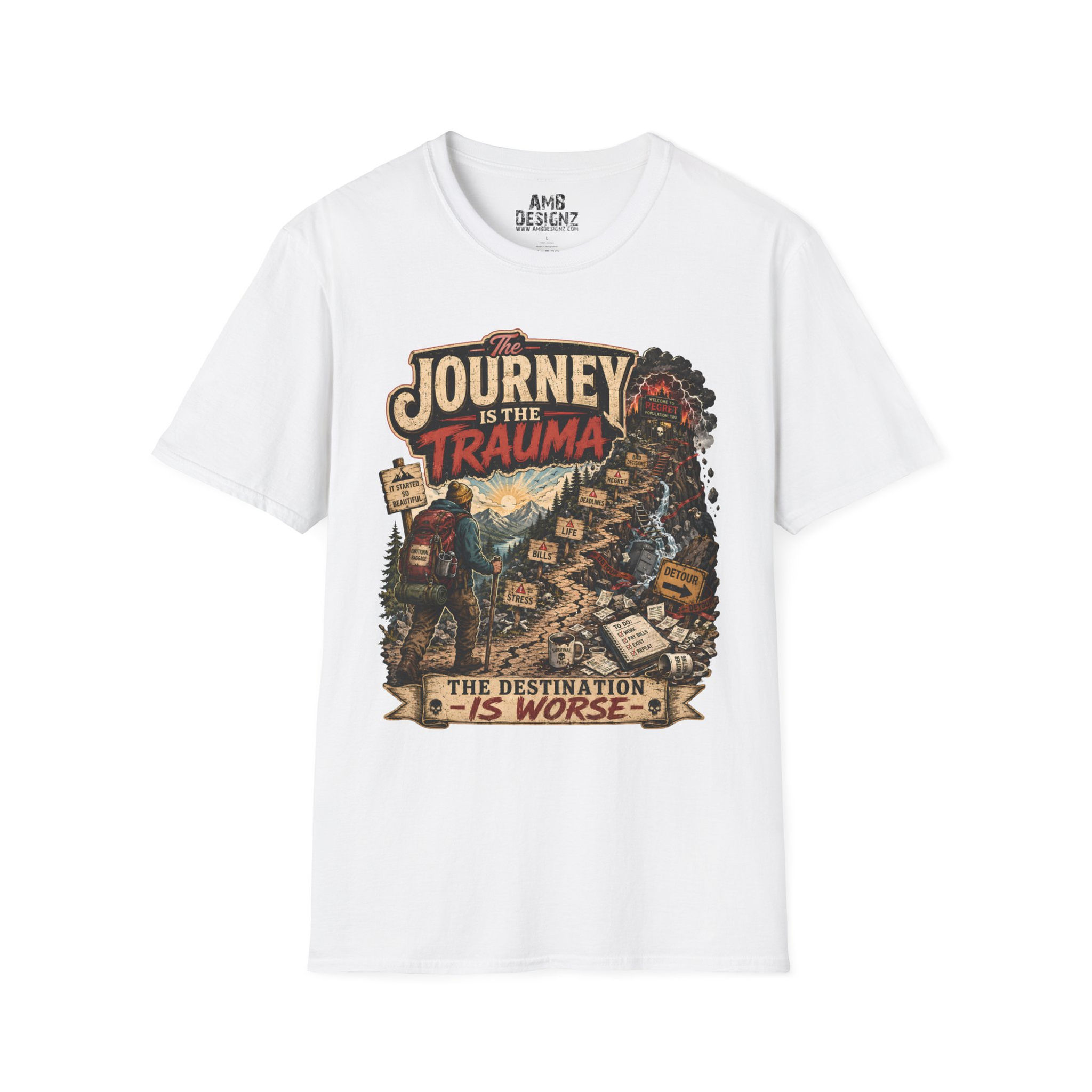 The Journey Is the Trauma Funny Burnout, Sarcastic Motivation Edgy Tee