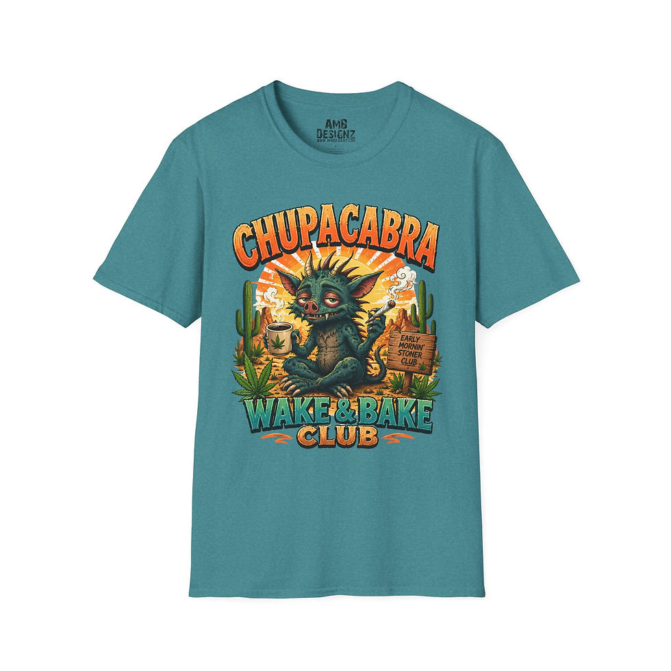 Thumbnail: Chupacabra Wake & Bake Club, Funny Cryptid & Cannabis Graphic Tee