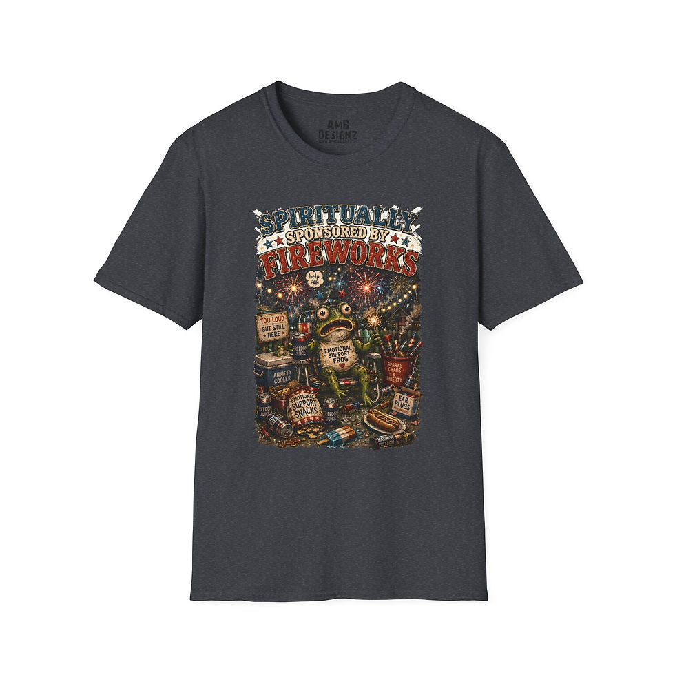 Thumbnail: Spiritually Sponsored by Fireworks Funny 4th of July, Emotional Support Frog Tee