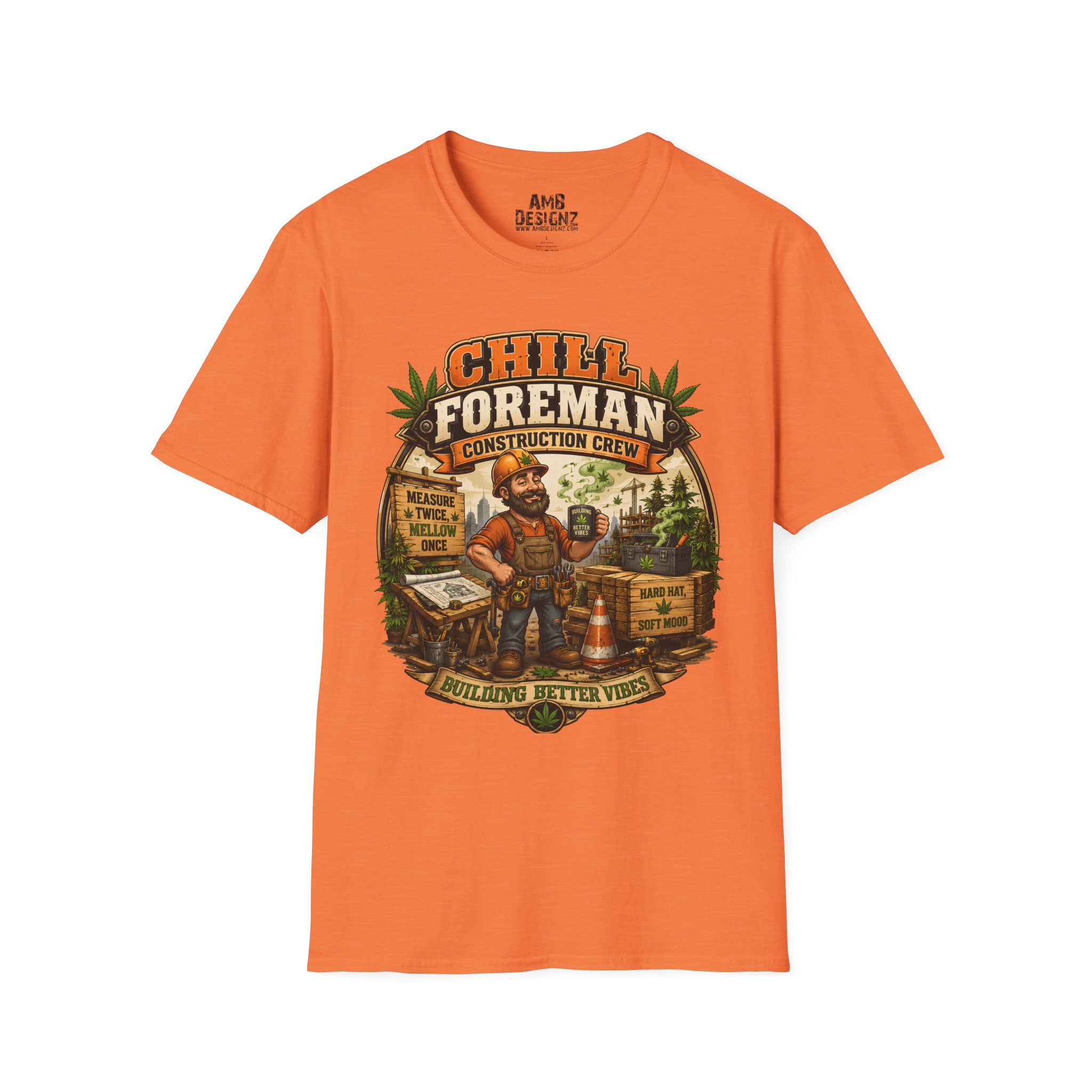 Construction Worker Weed Shirt: cannabis construction tee for foremen, builders