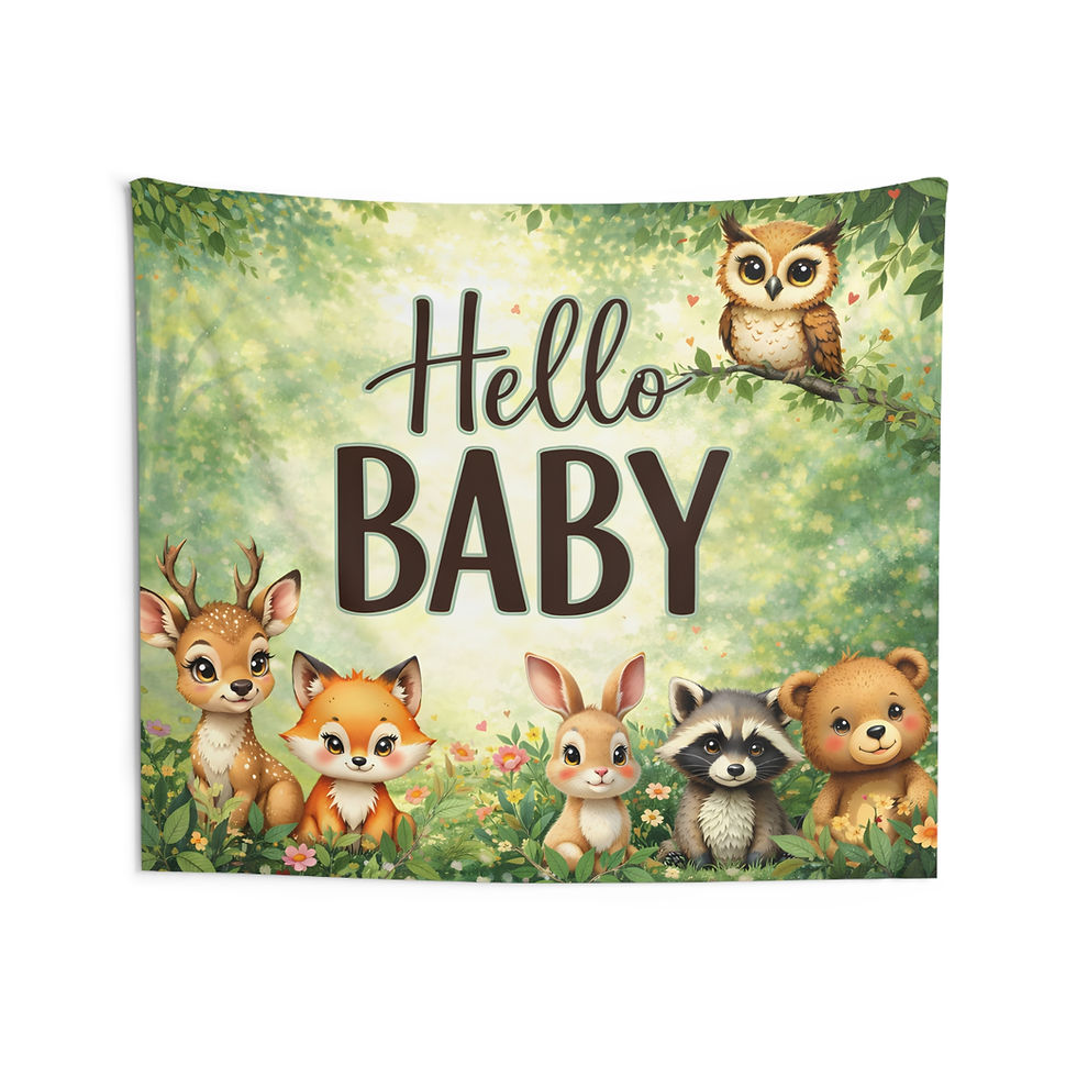 Thumbnail: Hello Baby, Woodland Animals Party Display Backdrop for Photos, Tables & Decor