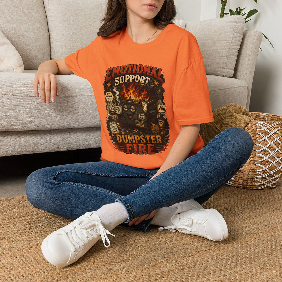 Thumbnail: Emotional Support Dumpster Fire Funny, Sarcastic Dark Humor Graphic, Burnout Tee