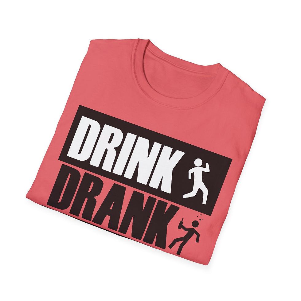 Thumbnail: Drink Drank Drunk Softstyle T-Shirt, Funny Party Tee, Casual Wear, Bar Outfit