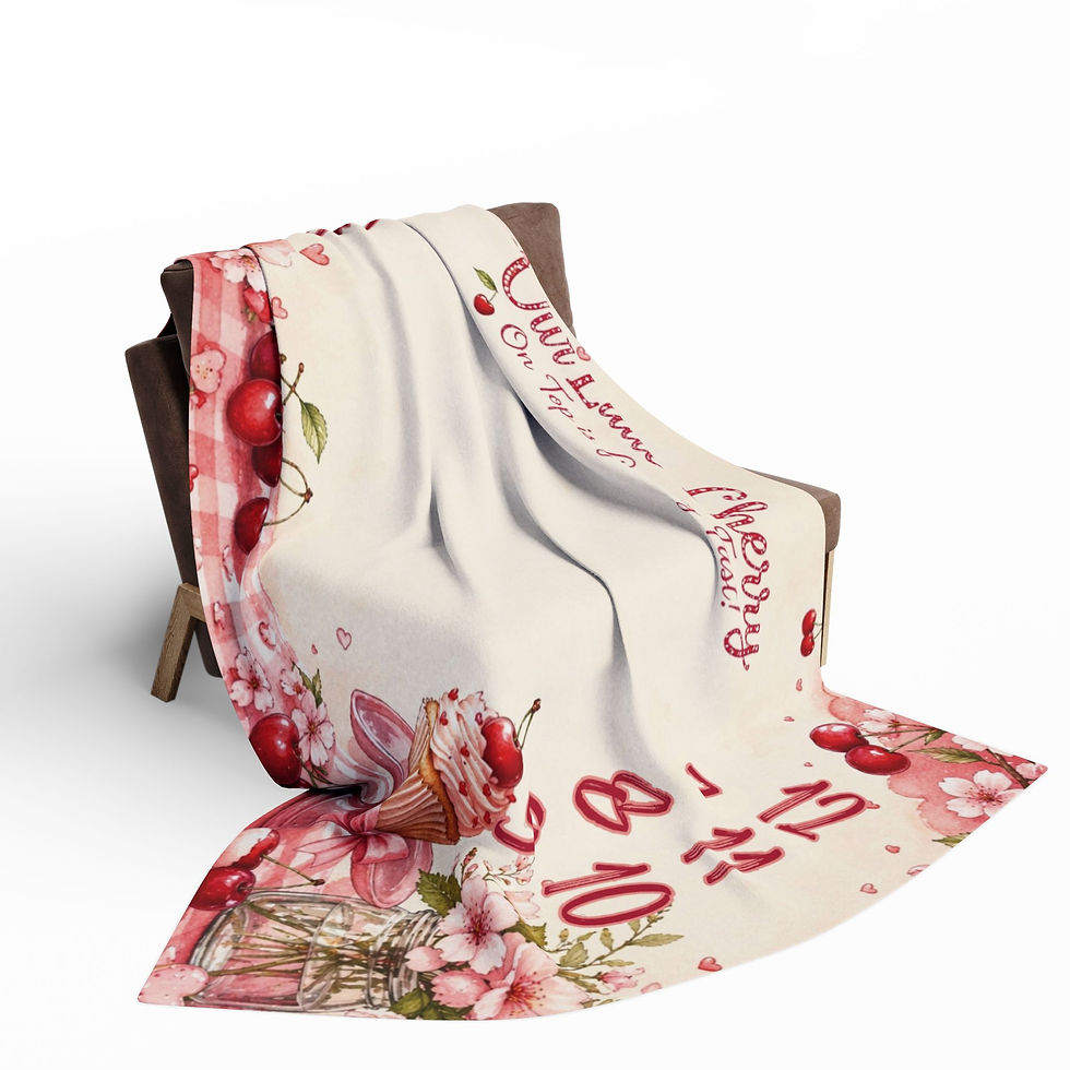 Thumbnail: Milestone Baby Fleece Blanket — "Our Little Cherry on Top" Monthly Photo Prop