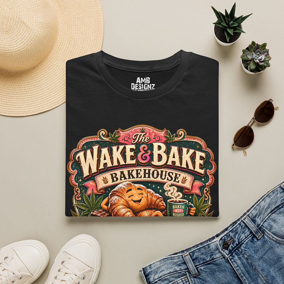 Thumbnail: Wake & Bake Bakehouse Funny Stoner Bakery Brand Parody Graphic T-Shirt