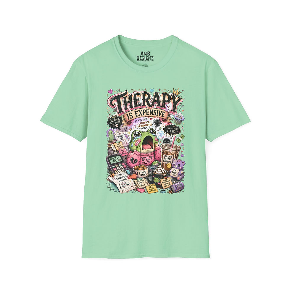Thumbnail: Therapy Is Expensive Frog Tee, Funny Mental Health Humor Graphic Tee, Meme Shirt