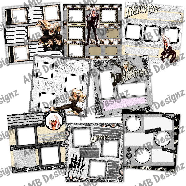 Thumbnail: Black Cat Spider-man Villain Digital Scrapbooking Premade Album/Pages