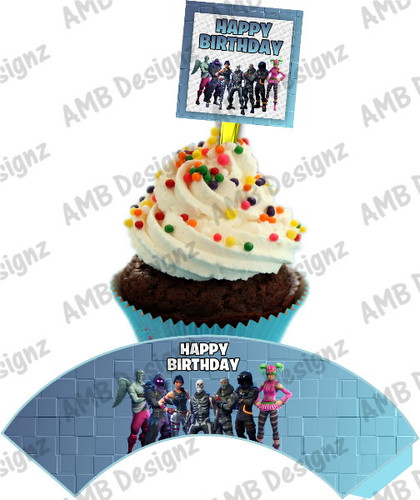Fortnite Cupcake wrap and CupCake Topper