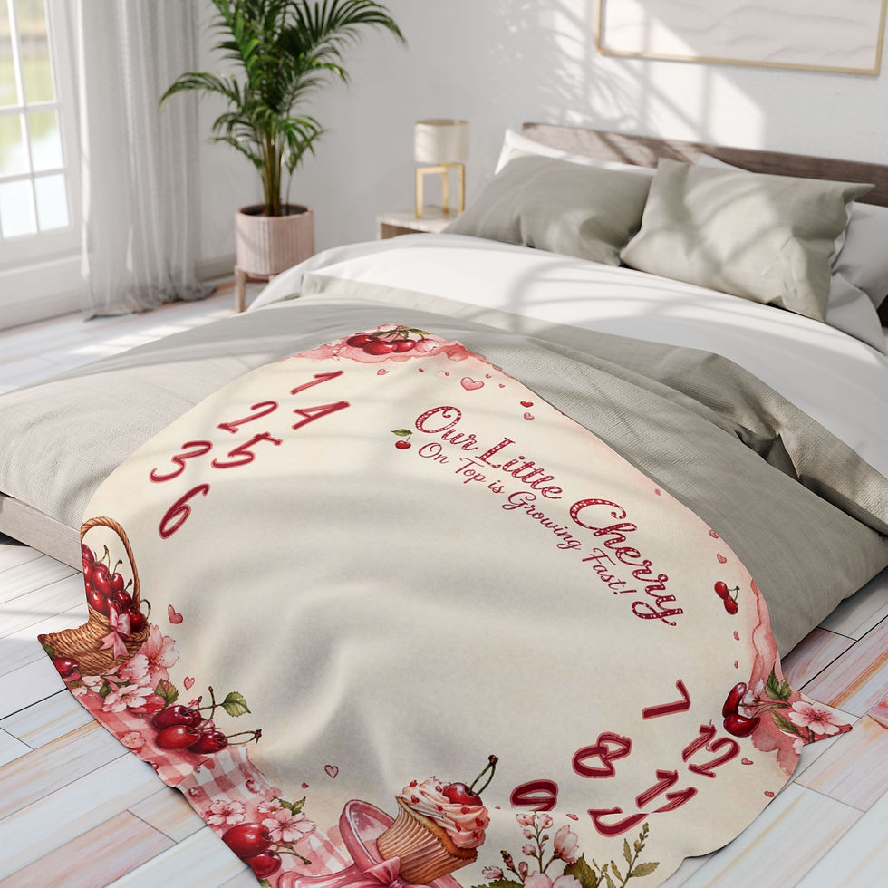 Thumbnail: Milestone Baby Fleece Blanket — "Our Little Cherry on Top" Monthly Photo Prop