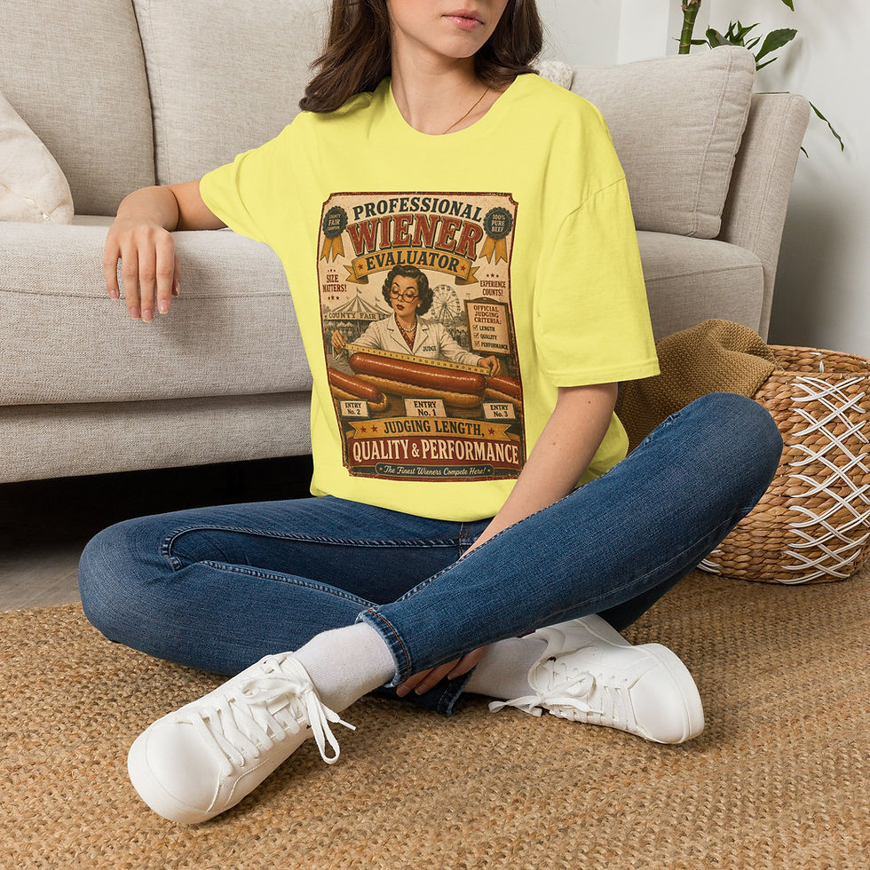 Thumbnail: Wiener Evaluator Graphic Tee, Food Pun Tee, Vintage Double Meaning Humor Shirt