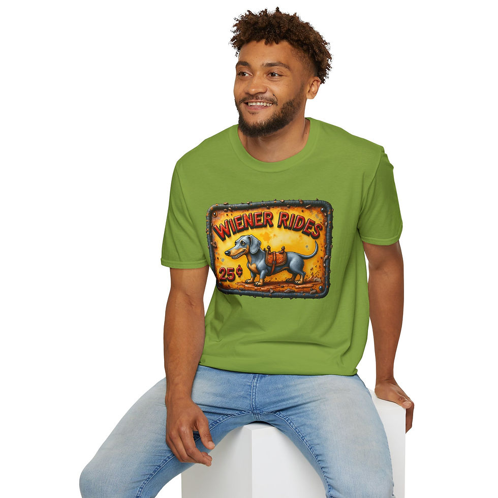 Thumbnail: Wiener Rides Vintage Dachshund T-Shirt — Retro Carnival Sausage Dog Tee