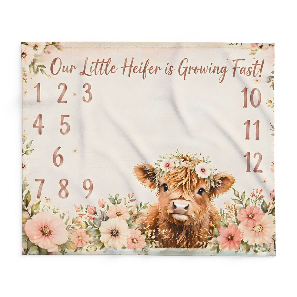 Thumbnail: Milestone Fleece Baby Blanket - "Our Little Heifer is Growing Fast" Photo Prop
