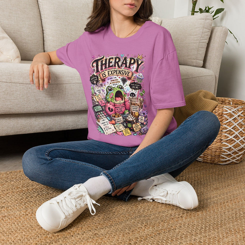 Thumbnail: Therapy Is Expensive Frog Tee, Funny Mental Health Humor Graphic Tee, Meme Shirt