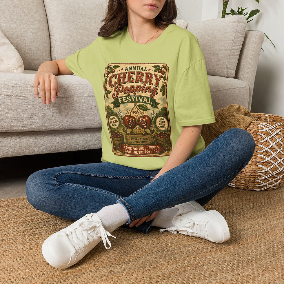 Thumbnail: Cherry Popping Festival Food Pun Tee, Vintage Bakery Double Meaning Humor Shirt