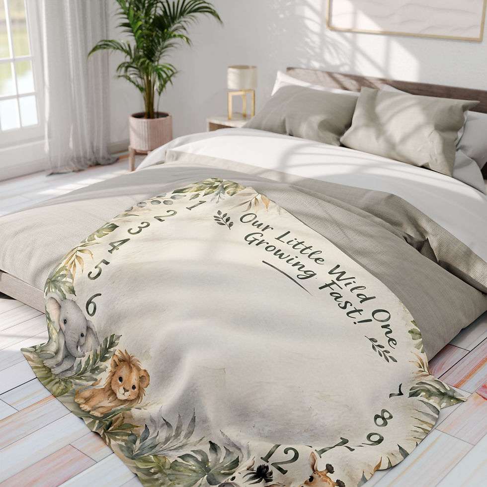 Thumbnail: Baby Milestone Fleece Blanket - "Our Little Wild One is Growing Fast" Safari