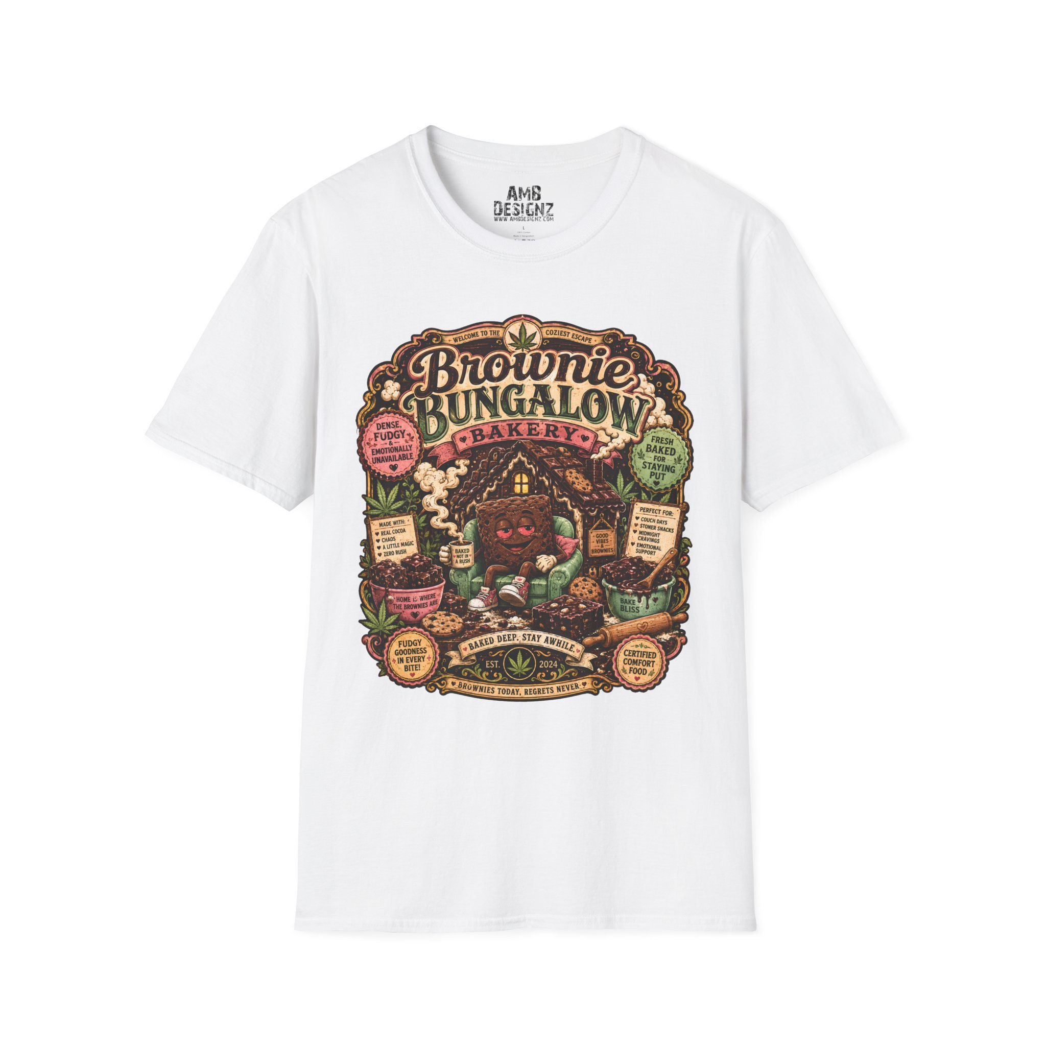 Brownie Bungalow Bakery Funny Cannabis Brownie Dessert Graphic T-Shirt