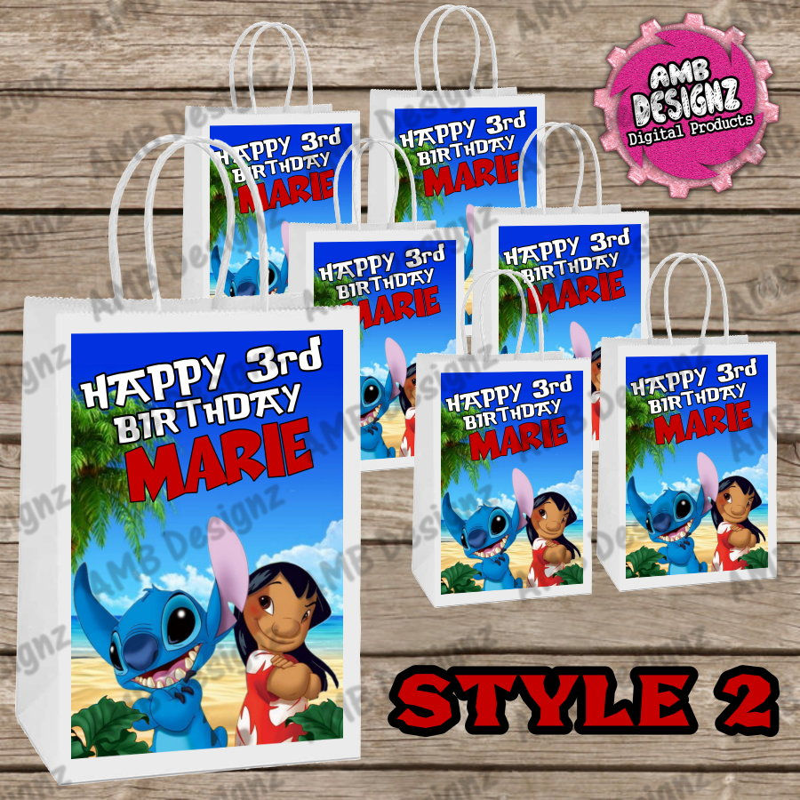 Thumbnail: Lilo & Stitch Favor Bag Label Party Supplies - Lilo & Stitch Party Supplies