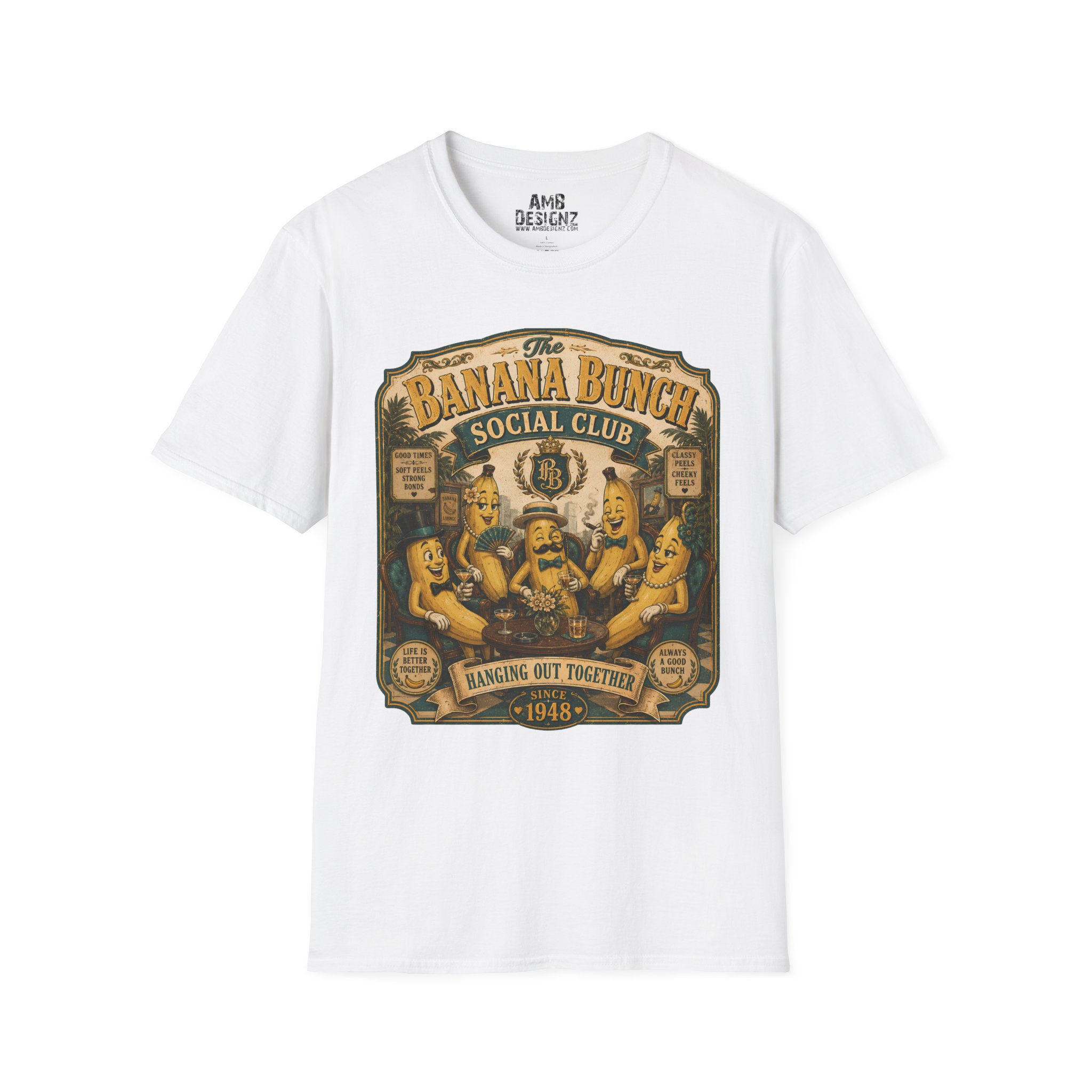 Banana Bunch Social Club Tee, Food Pun Tee, Vintage Double Meaning Humor Shirt