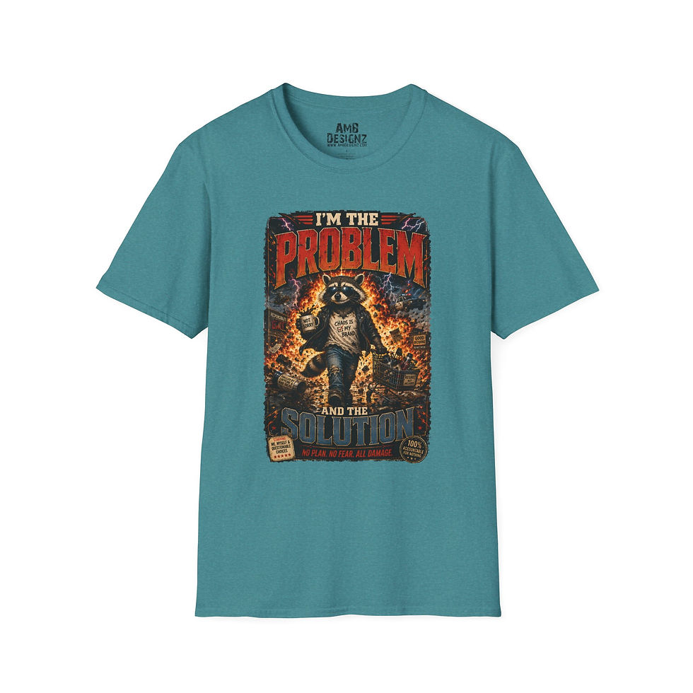 Thumbnail: I'm The Problem And The Solution, Funny Raccoon Graphic Tee, Chaos Humor Shirt