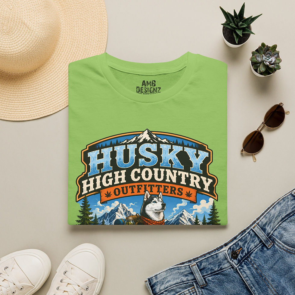 Thumbnail: Husky High Country Outfitters Cannabis Dog Shirt, Weed Humor Husky Hiking Tee