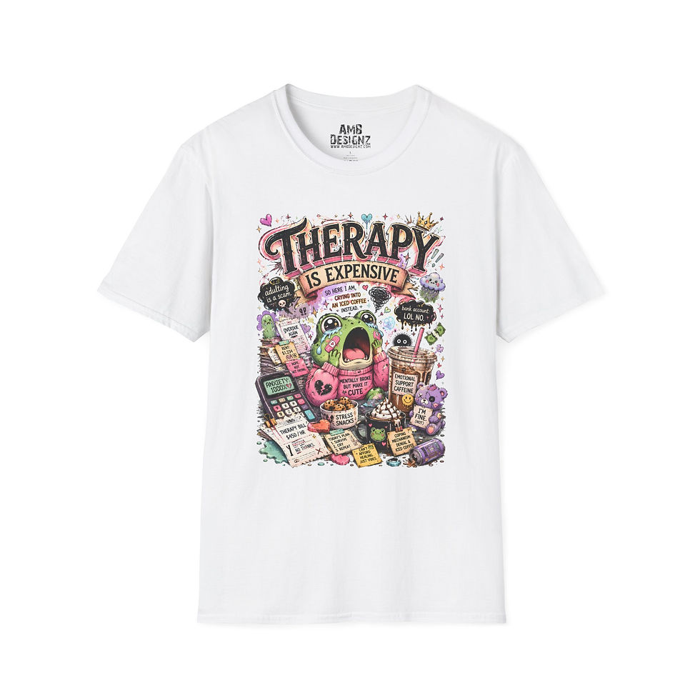 Thumbnail: Therapy Is Expensive Frog Tee, Funny Mental Health Humor Graphic Tee, Meme Shirt