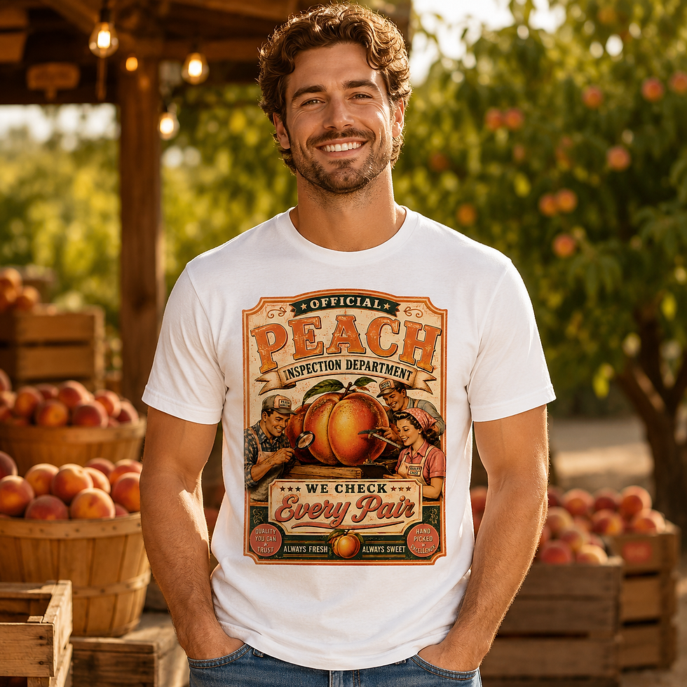 Thumbnail: Official Peach Inspection, Vintage Graphic Tee, Cute Adult Humor Food Pun Tee