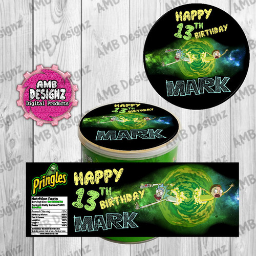 Rick and Morty Pringles Can Labels - Rick and Morty Party Supplies
