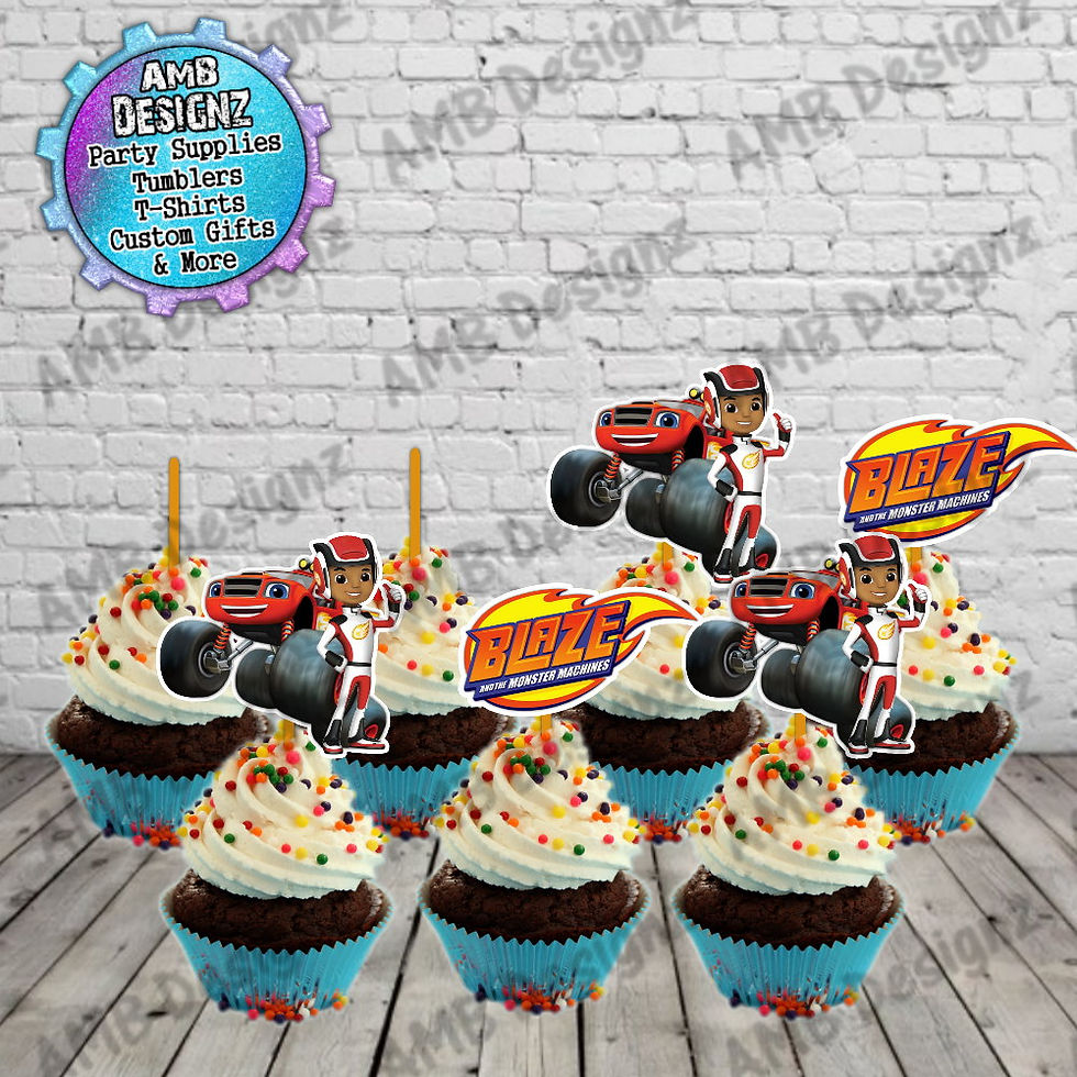 Blaze Monster Machine Cupcake Toppers - Blaze Monster Machine Party Supplies