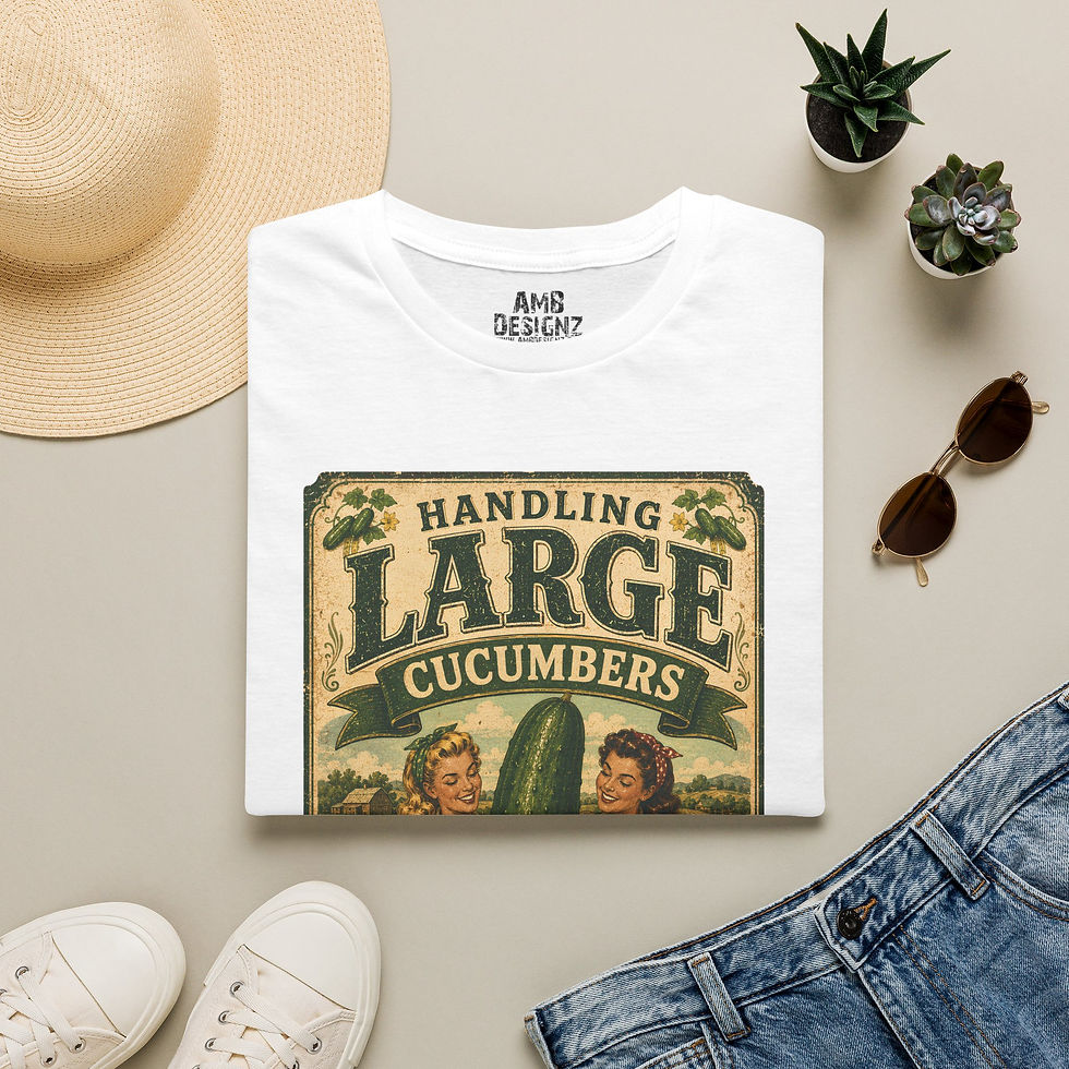 Thumbnail: Handling Large Cucumbers, Funny Food Pun Tee, Vintage Double Meaning Humor Shirt