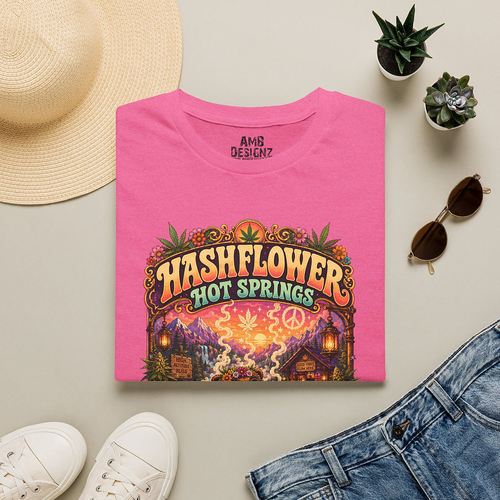Thumbnail: Hash Flower Hot Springs Shirt, Funny Stoner Hippie Cannabis Mountain Spa Tee