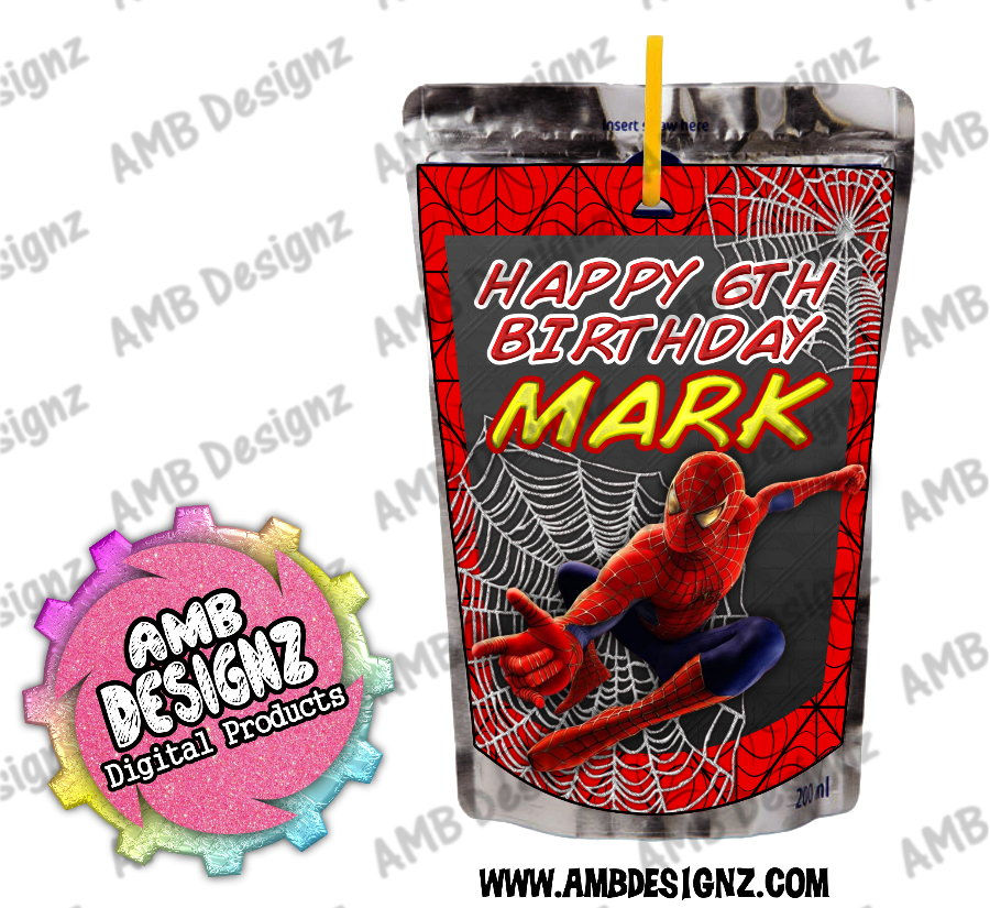 Spiderman Capri-Sun Juice Pouch Label - Spiderman Party Supplies