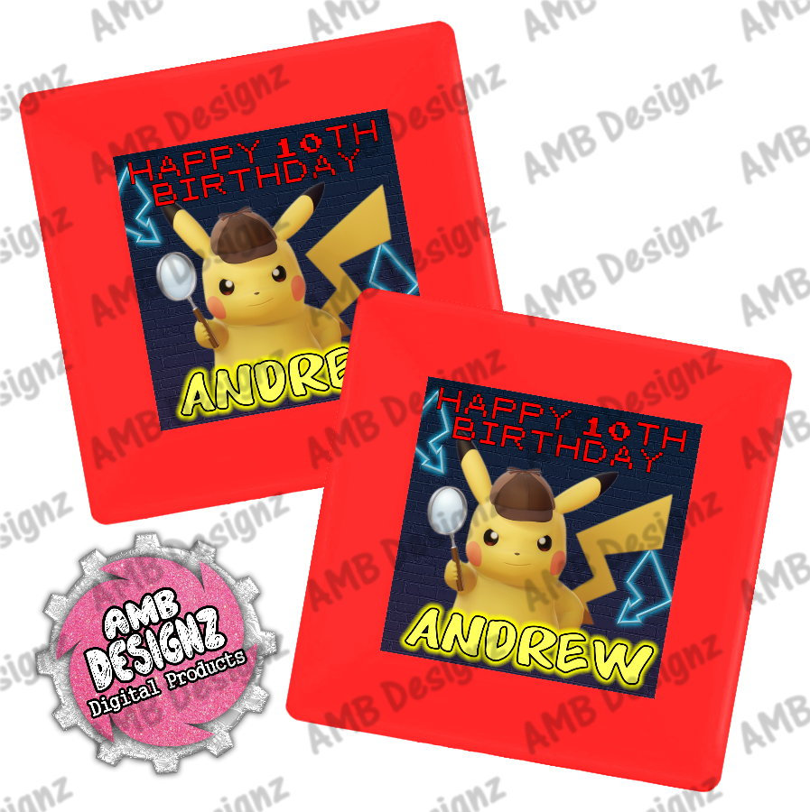 Pikachu Pokemon Party Plates Personalized - Pikachu Detective Party ...