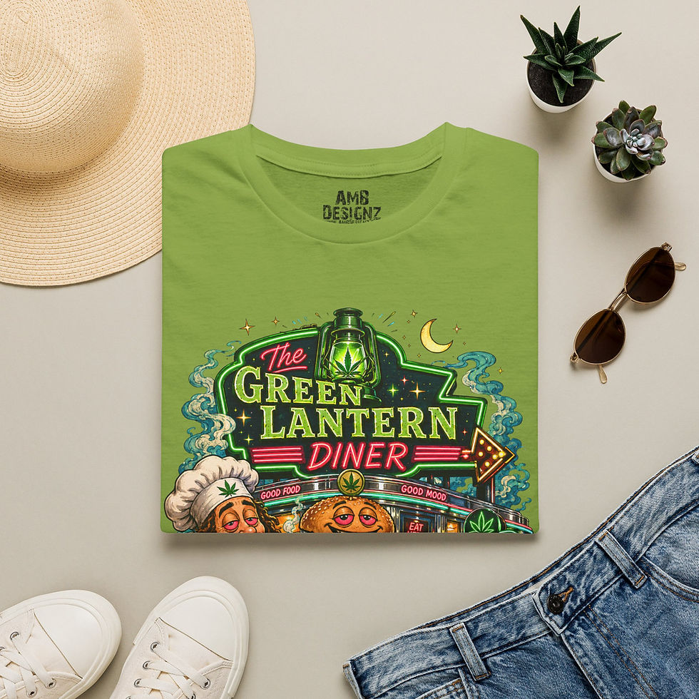 Thumbnail: Green Lantern Diner Funny Weed Munchies Retro Restaurant Graphic T-Shirt