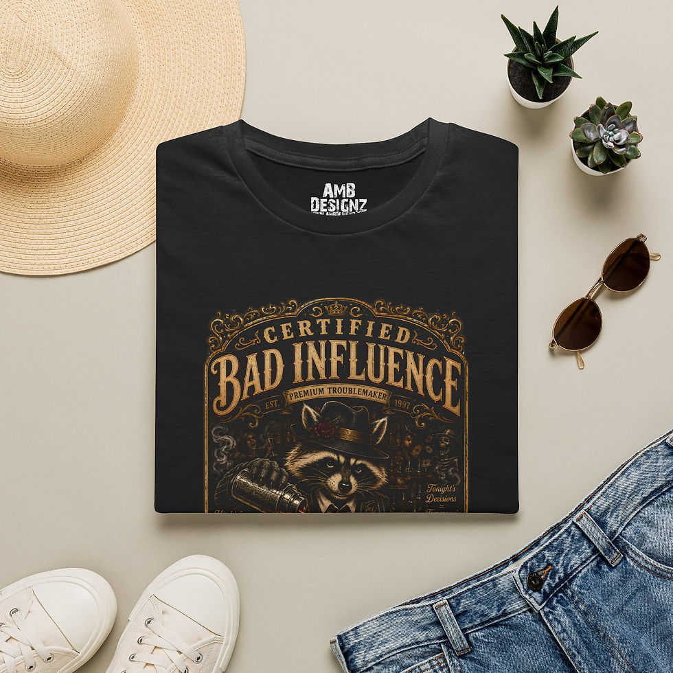 Thumbnail: Bad Influence Funny Raccoon Bartender, Drinking Humor, Party Gift Men Women Tee