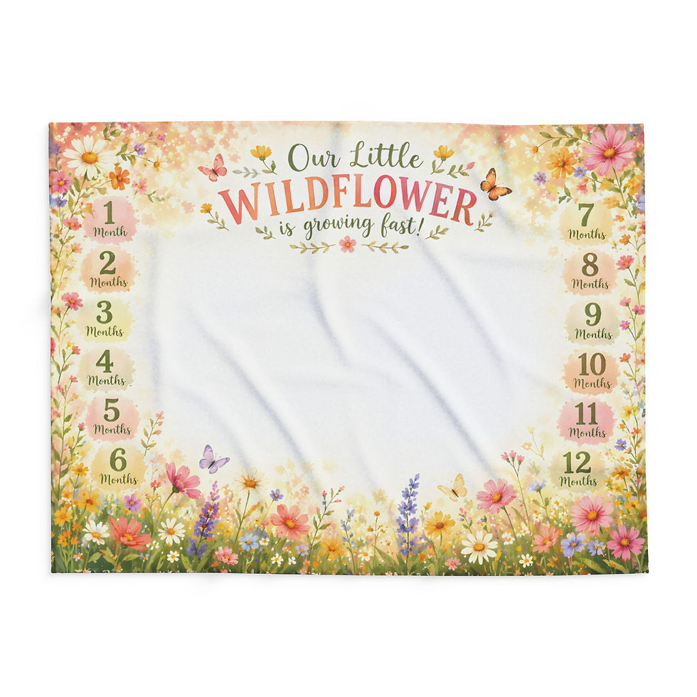 Thumbnail: Baby Milestone Blanket - "Our Little Wildflower" Floral Growth Tracker Blanket