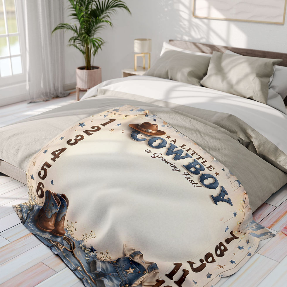 Thumbnail: Baby Milestone Fleece Blanket — "A Little Cowboy Is Growing Fast" Photo Prop