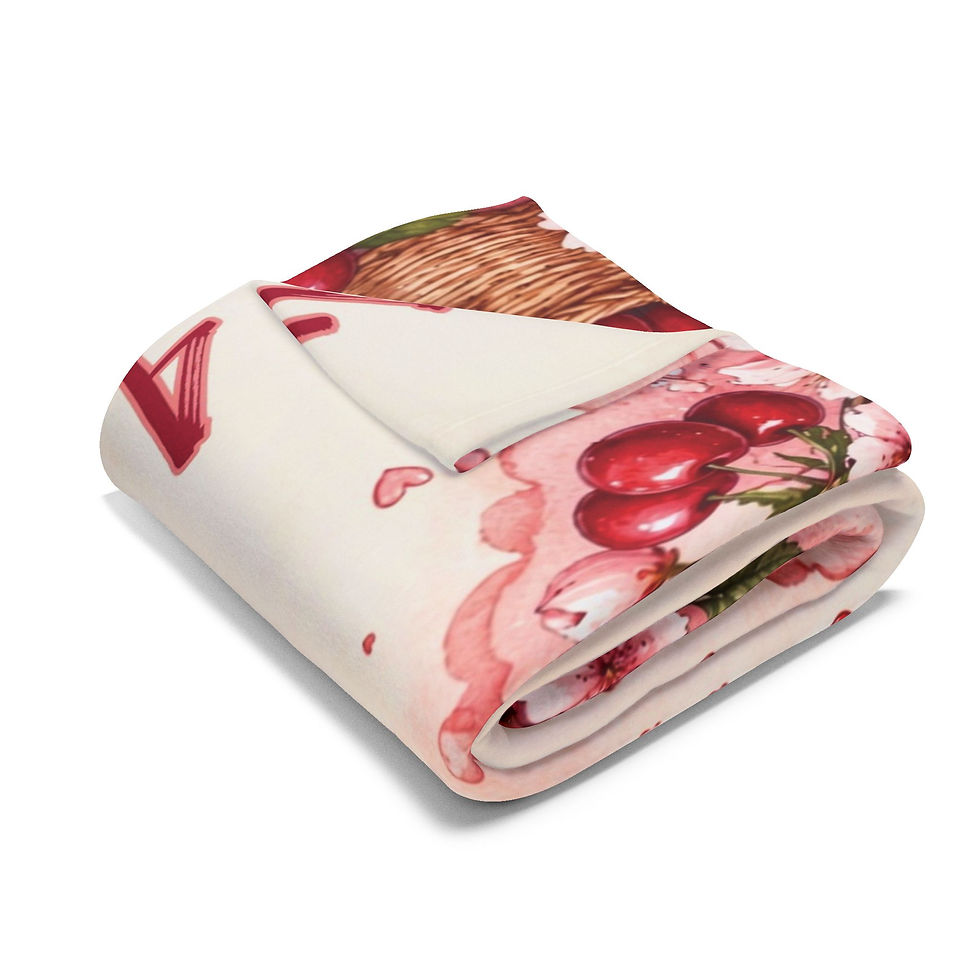 Thumbnail: Milestone Baby Fleece Blanket — "Our Little Cherry on Top" Monthly Photo Prop