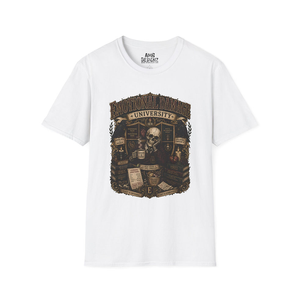Thumbnail: Emotional Damage Funny College, Dark Humor, Overthinking Student, Men Women Tee