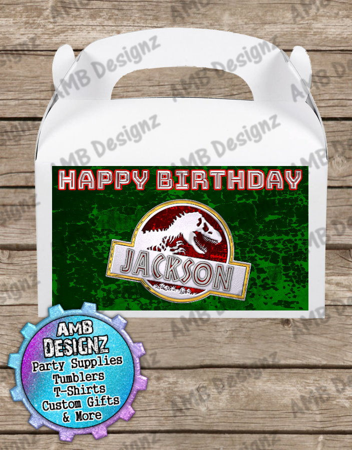 Jurassic Park Gable Boxes/Treat Boxes Label - Jurassic Park Party Supplies