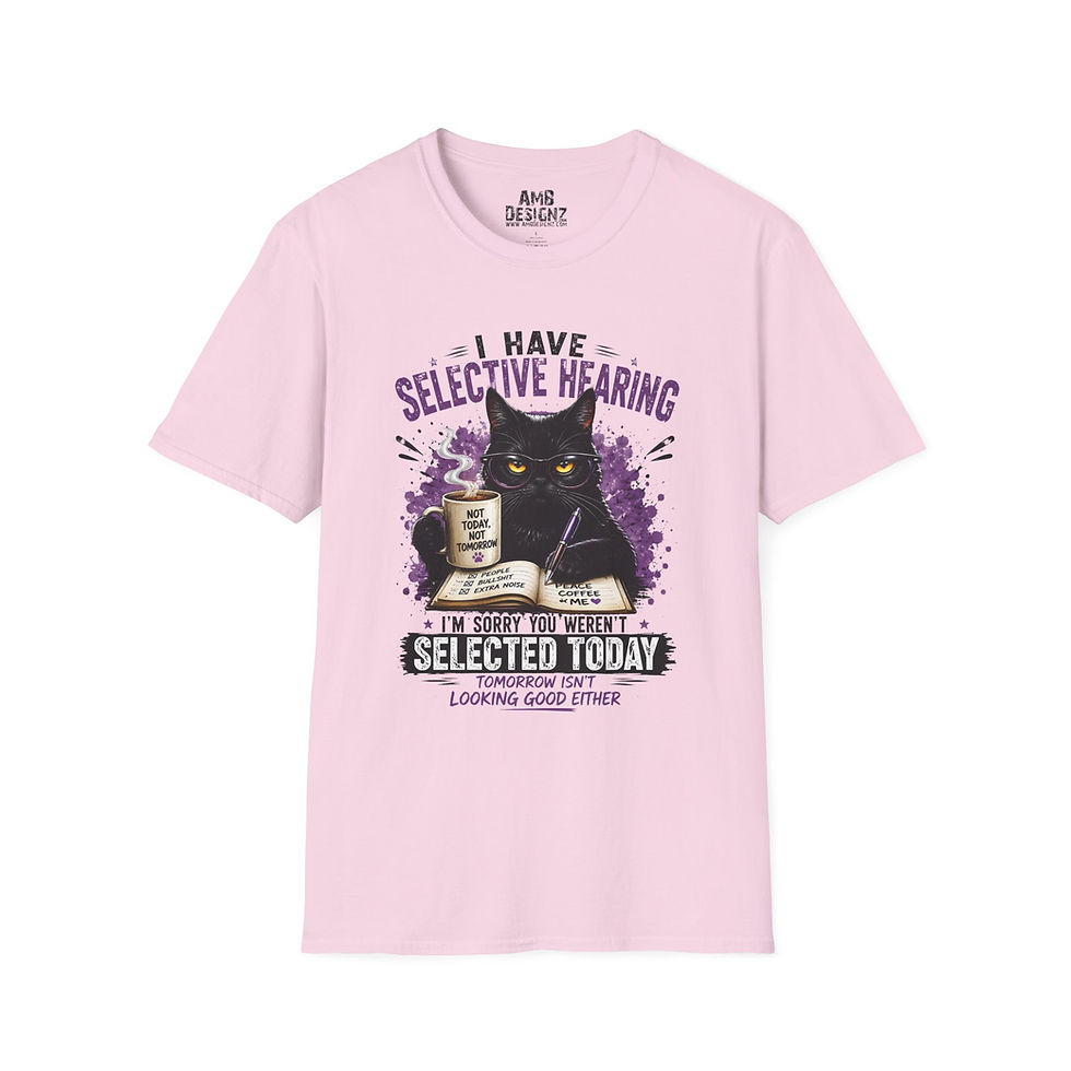 Thumbnail: Selective Hearing Cat Funny Black Cat Tee, Sarcastic Introvert Humor Graphic Tee