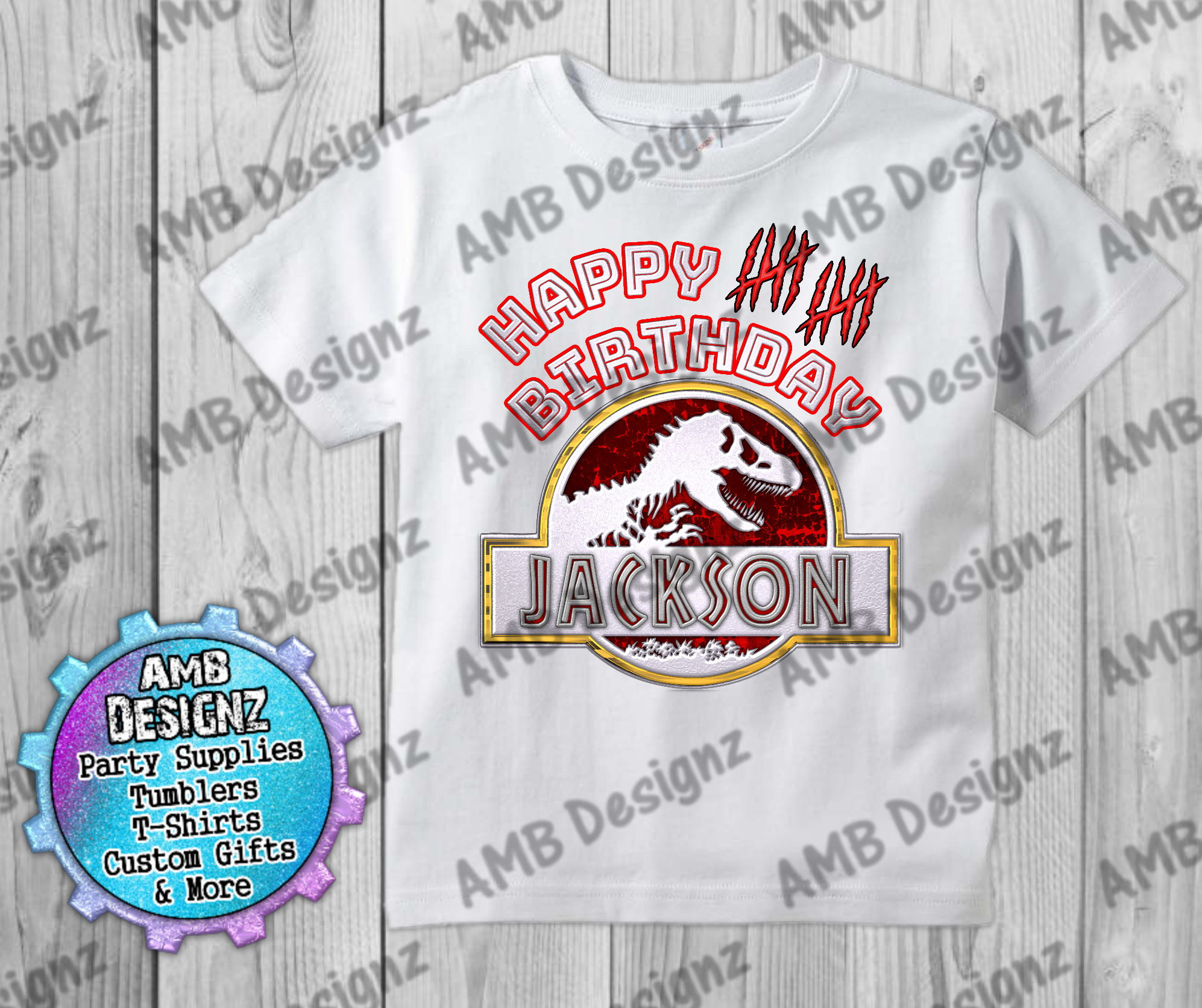 Jurassic Park Printed Birthday T-shirt - Jurassic Park Group T-shirt - Jurassic Park Party Ideas