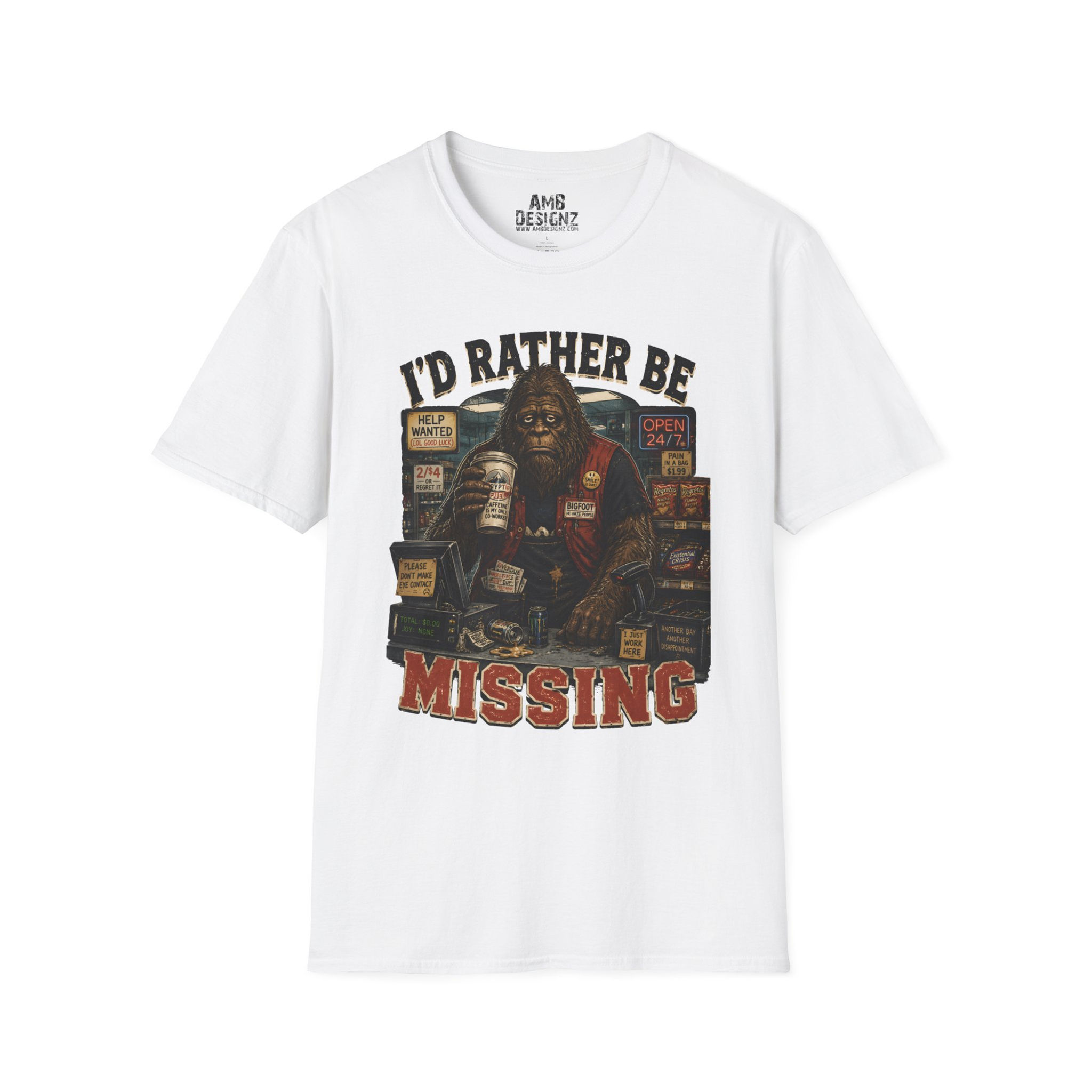 Bigfoot I’d Rather Be Missing Funny Tee, Sasquatch Introvert Forest Humor Tee