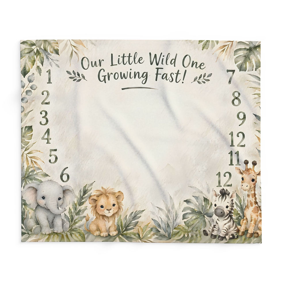Thumbnail: Baby Milestone Fleece Blanket - "Our Little Wild One is Growing Fast" Safari