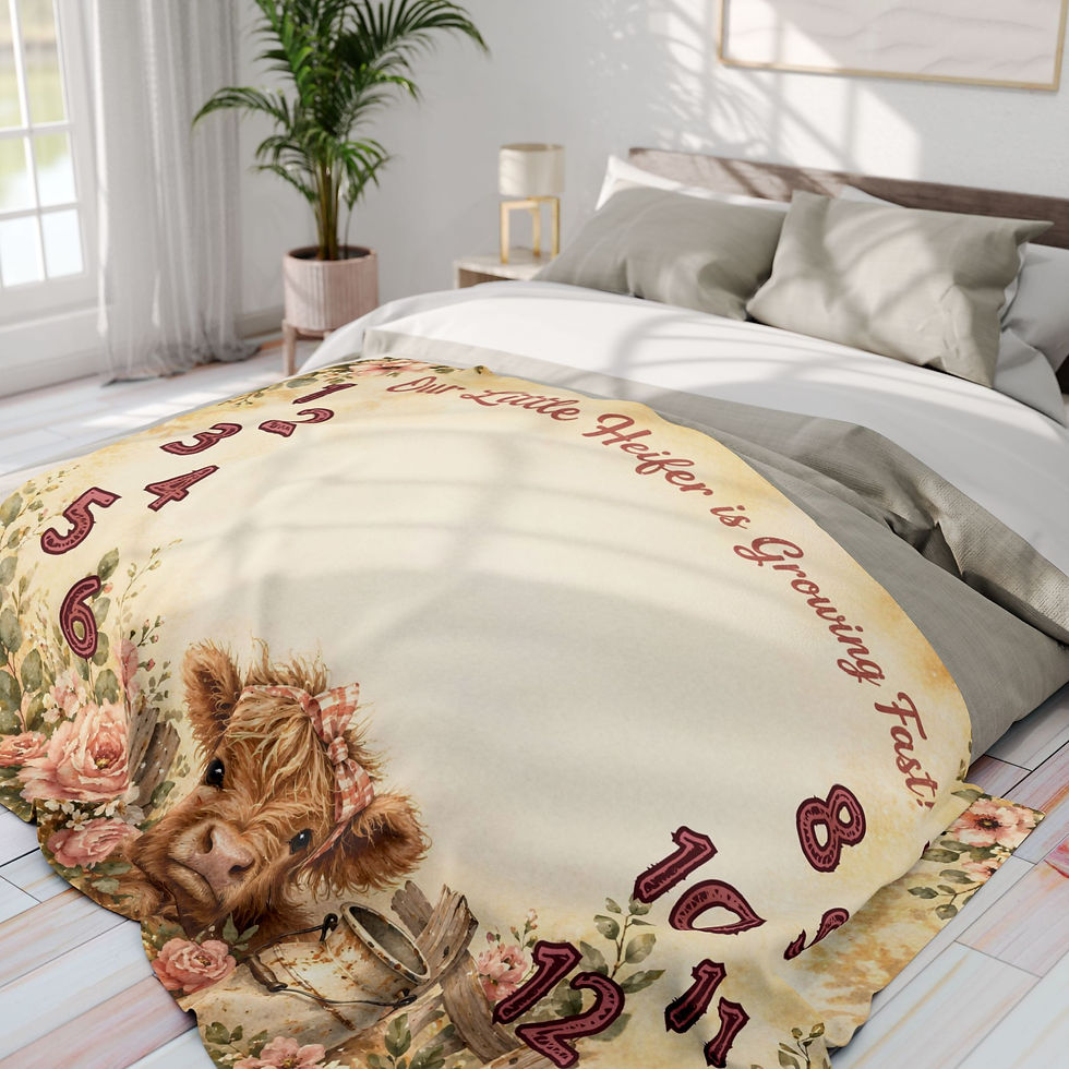 Thumbnail: Baby Milestone Fleece Blanket — "Our Little Heifer is Growing Fast" Photo Prop