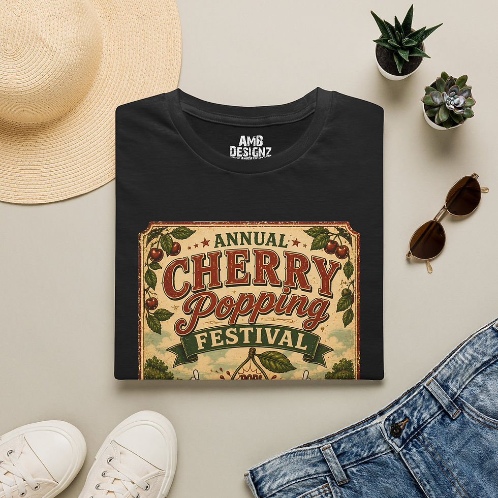 Thumbnail: Cherry Popping Festival Food Pun Tee, Vintage Bakery Double Meaning Humor Shirt